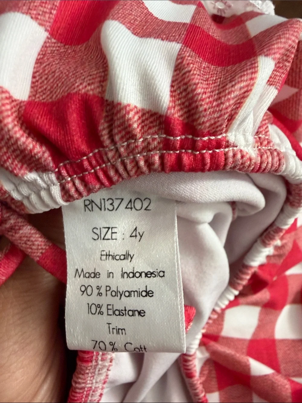 Well Dressed Wolf Red and White Gingham Ruffle Kids Bikini